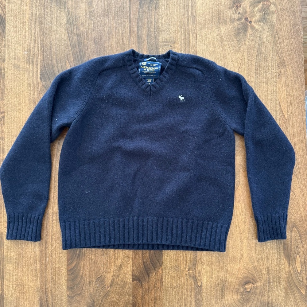 Vintage Abercrombie & Fitch Navy V-Neck Wool and Cashmere Men’s Sweater